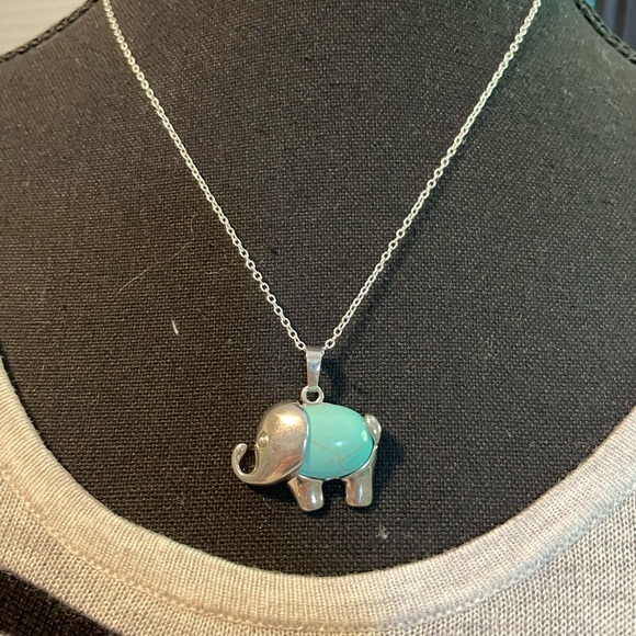 Charming Turquoise Elephant Necklace - Picture 3 of 7